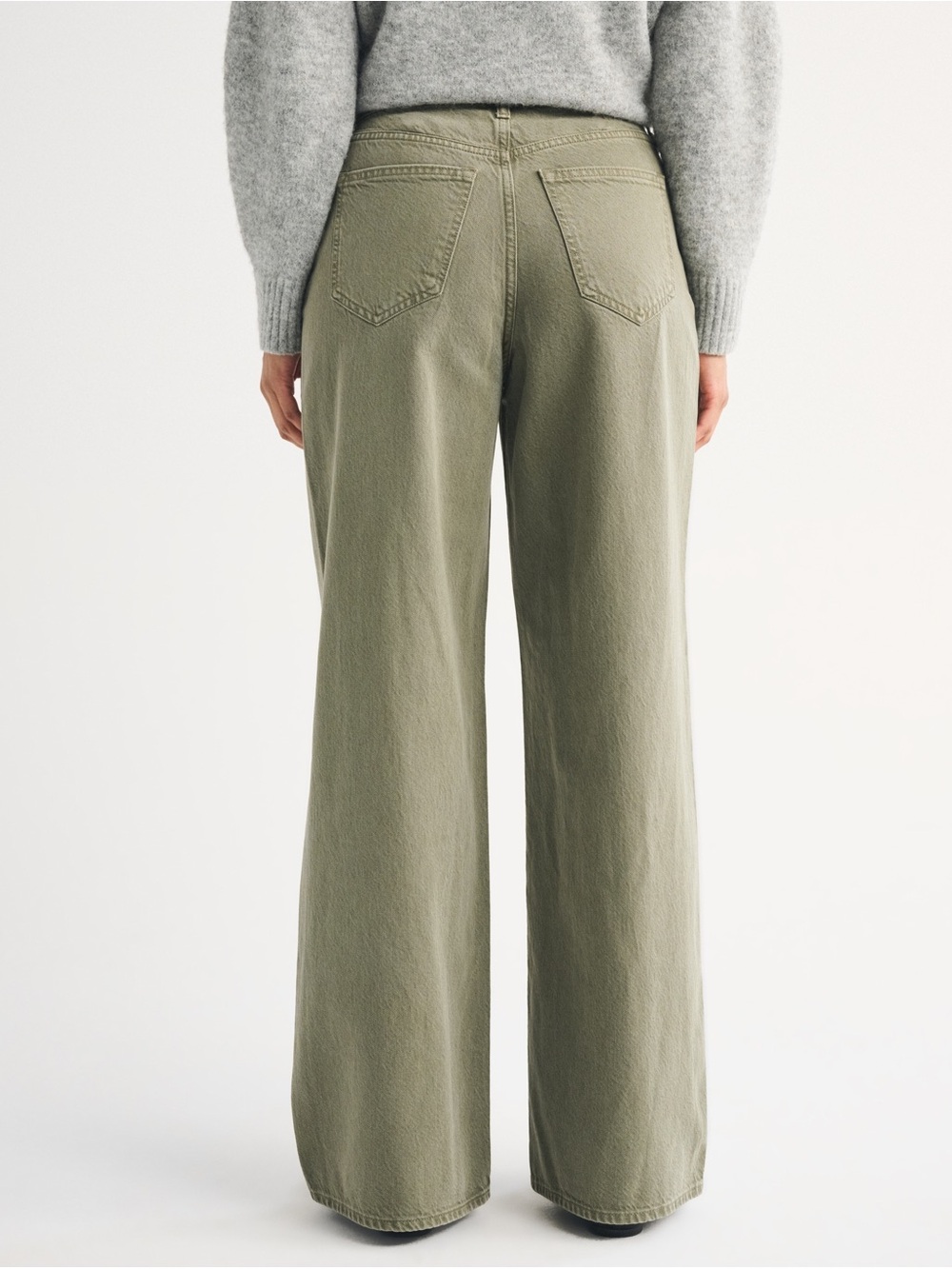 Abercrombie & Fitch Olive Green Wide Leg High-Rise Jeans - Picture 3 of 6